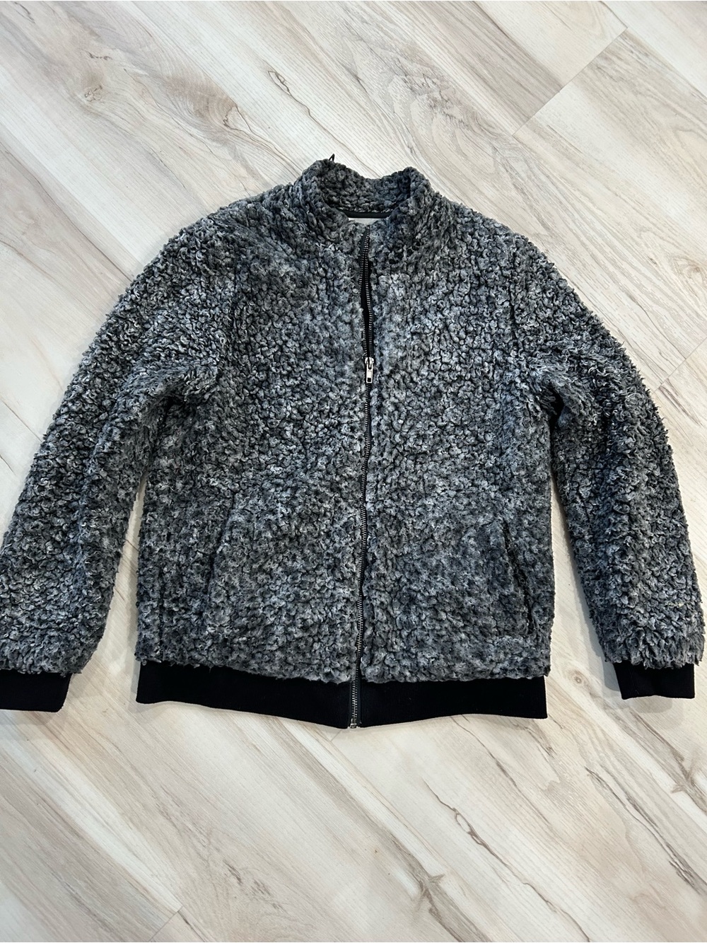 Paper Crane Women’s Gray Sherpa Bomber Jacket